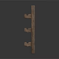 Brown Wooden Hooks With Three Small Hooks Each For Household Use