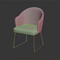 Modern Light Gray Upholstered Accent Chair with Curved Backrest and Black Metal Legs
