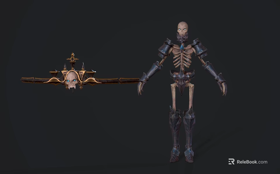 Game Movie Character Skeleton Warrior With Detailed Armor And Mechanical Wings Design 3d model 
