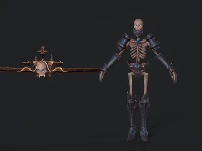 Game Movie Character Skeleton Warrior With Detailed Armor And Mechanical Wings Design 3d model