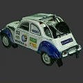 Vintage Blue And White Rally Car Model With Number 53 Stickers And Spare Tire