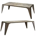 Modern Wooden Dining Table With Unique Tapered Legs And Textured Top Surface