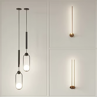 Modern lamp combination chandelier wall lamp combination 3d model