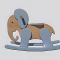 Wooden Elephant Rocking Doll With Light Blue Accents