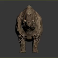 Realistic Brown Rhinoceros 3D Model With Textured Skin On Dark Background 3d model