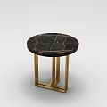 Modern Round Side Table With Black Marble Top And Gold Metal Frame 3d model