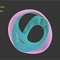 Modern Blue Spiral Sculpture With Smooth Glossy Surface And Flowing Design On Gradient Background