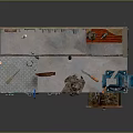 Vintage Workbench Setup With Wall Tool Rack Hanging Tools And Blue Drawers