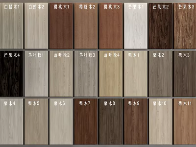 Wall Panels With Various Wood Grain Colors And Sample Display For Interior Design 3d model
