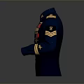 Dark Blue Military Uniform With Gold Shoulder Epaulettes Medals And Arm Patches