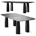 Modern Marble Top Dining Table With Black Sleek Legs And Minimalist Design