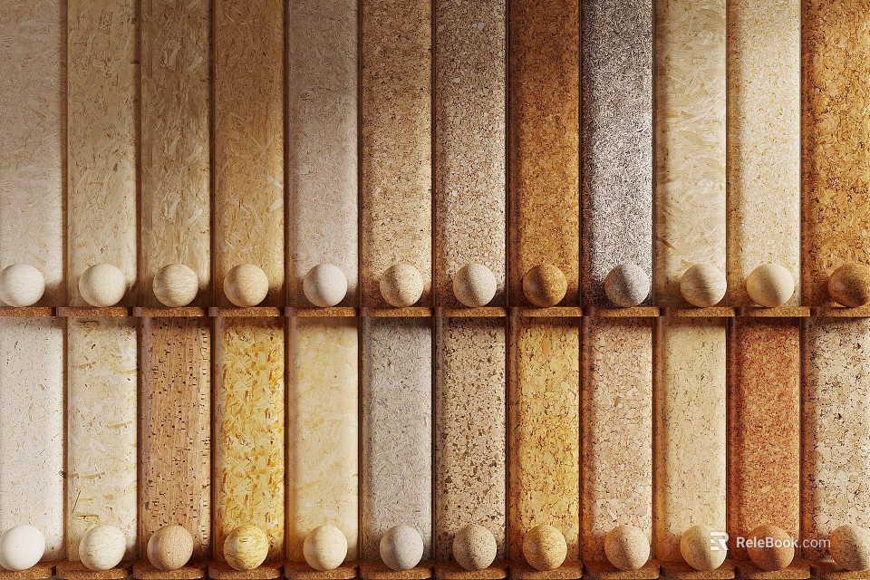 Wall Panels with Various Colors and Natural Textures for Home Interior Decorative Design 3d model 