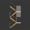 Spiral Wooden Staircase Design With Metal Railings And Modern Step Details