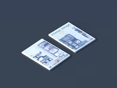 Modern Interior Design Books Magazines With Room Images And Furniture Showcases 3d model