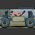 Box Shaped Green Beige Car Model With Round Headlights And Land Sea Design