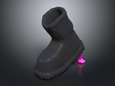 Black Boots With Pink Small Part On Sole Showcasing Unique Design And Durable Build 3d model