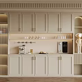 Modern Luxury Kitchen Interior With Light Beige Cabinets Open Shelves And Coffee Machine 3d model