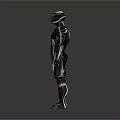 Futuristic Armored Sci Fi Character With Black Silver Armor Red Accents