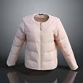 Pink Puffer Jacket With Front Zipper And Sleek Design For Casual Wear