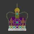 Elegant Crown Jewelry Design Featuring Golden Ornaments Purple Base And Colorful Gemstones