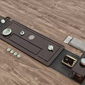Traditional Chinese Tea Set with Wooden Tray Teacups and Teapot on Wooden Floor