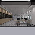 Modern Reception Space Interior With Marble Countertop And Display Shelves Holding Fashion Bags