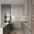 Elegant Modern Kitchen Interior Design With Stylish Cabinets Marble Countertop And Wine Cooler