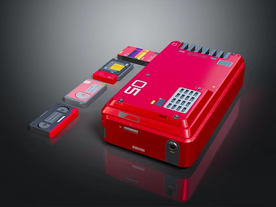 Red Modern Electronic Device With Multiple Colorful Accessories Control Panel And Buttons 3d model