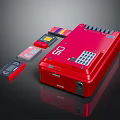 Red Modern Electronic Device With Multiple Colorful Accessories Control Panel And Buttons 3d model