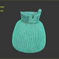 Turquoise Ribbed Sculpture Vessel With Hand Carved Design And Decorative Top Handle