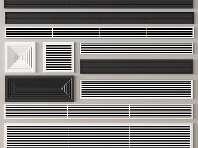 Different Shapes And Grille Designs of Air Conditioner Vents With Color Options 3d model