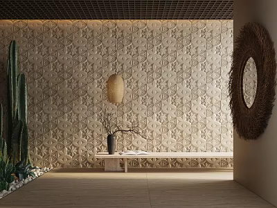 Transparent stone wood veneer marble hard-wrapped rubble background wall 3d model