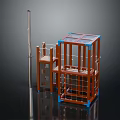 Red Outdoor Children's Playground Equipment With Multiple Frame Structures And Tall Pole