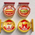 Vibrant Fast Food Logos Featuring Hot Dogs Burgers Chicken Fries And Neon Lights