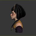 Game Movie Character With Long Black Hair Yellow Top Purple Sleeves And Red Facial Makeup