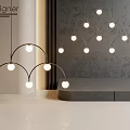 Modern Arc Shaped Chandelier With Multiple Globe Lights For Living Room Interior