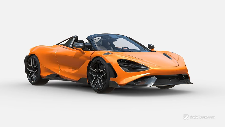 Orange Convertible Sports Car with Sleek Body Black Wheels and Open Top Design 3d model 