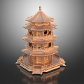 Traditional Chinese Multi tiered Pagoda With Ornate Eaves Stone Steps And Decorative Base
