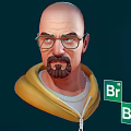 3D Character Wearing Yellow Hoodie Glasses And Beard With Bromine Element Symbols