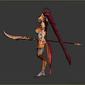 Mythical Humanoid Creature With Red Wings Red Hair And Orange Accents