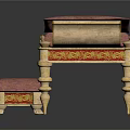 Elegant Ornate Daybed With Pink Cushion Carved Legs And Gold Accented Ottoman