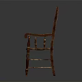 Vintage Wooden Leisure Chair With Carved Armrests Studded Backrest And Curved Legs