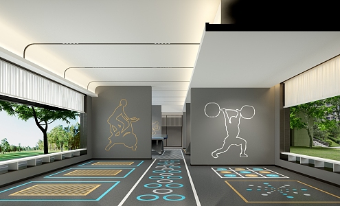 modern gym overhead gym 3d model