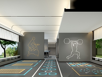 modern gym overhead gym 3d model