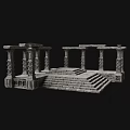 Ancient Architecture Structure With Intricate Stone Pillars And Carved Stone Steps 3d model
