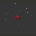 Vibrant Red Aquatic Crab Swimming With Bubbles In Underwater Space