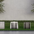 Modern Outdoor Trash Bins With Grass Trees And Concrete Wall Design
