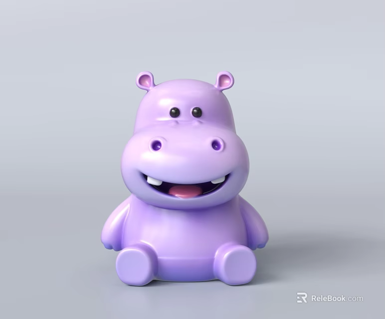 Toy Gift Shop Featuring Cute Purple Hippo Stuffed Animal For Kids 3d model 