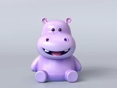 Toy Gift Shop Featuring Cute Purple Hippo Stuffed Animal For Kids 3d model
