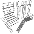 Wide Selection of Industrial Metal Safety Ladders and Outdoor Access Stair Platform Sets